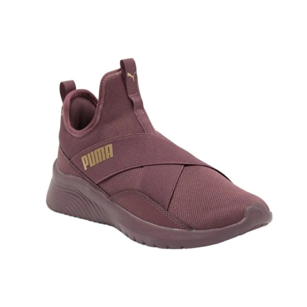RARE PUMA Purple Radiate Mid Refresh Athletic Sneaker Dusty Plum Gold Size 7.5 - Picture 2 of 5